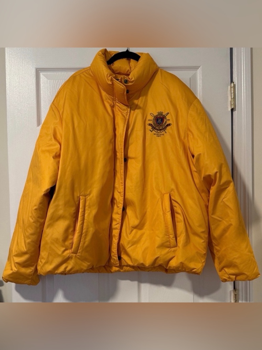 Ralph Lauren Yellow
Puffer w/ Embroidered Logo & Polo Print - great condition